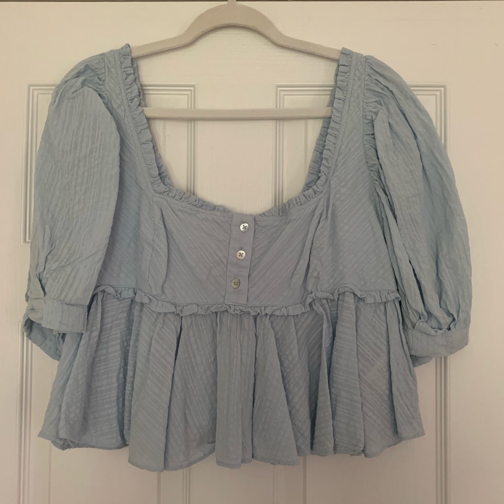 Free People Blue Square-Neck Top